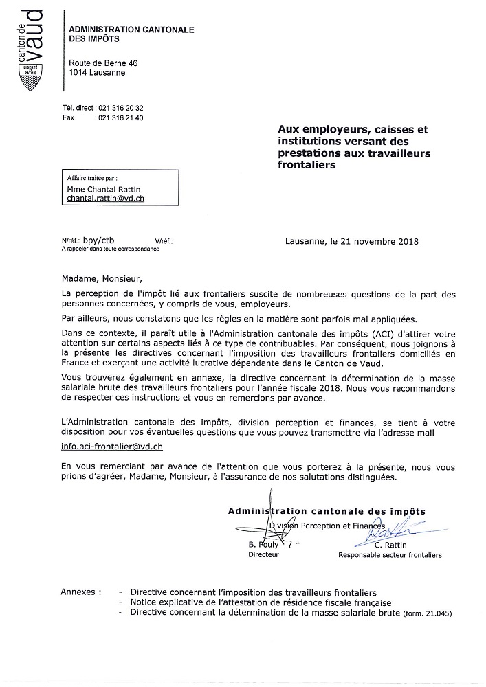 r 3039 Impôts frontaliers. Documents. Formulaires site