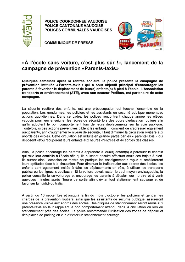 r 4244 Police cantonale Avis Sensibilisation Parents taxis 1